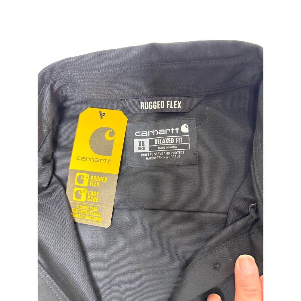 Carhartt Women’s Rugged Flex Relaxed Fit Canvas Long Sleeve Black Work Shirt XS - Picture 3 of 7